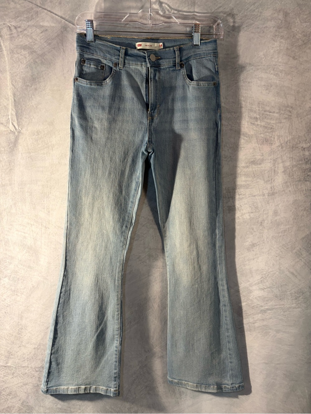 Levi’s 726 Flare Jeans Girls Size 14 Light Wash Mid Rise Stretch Denim